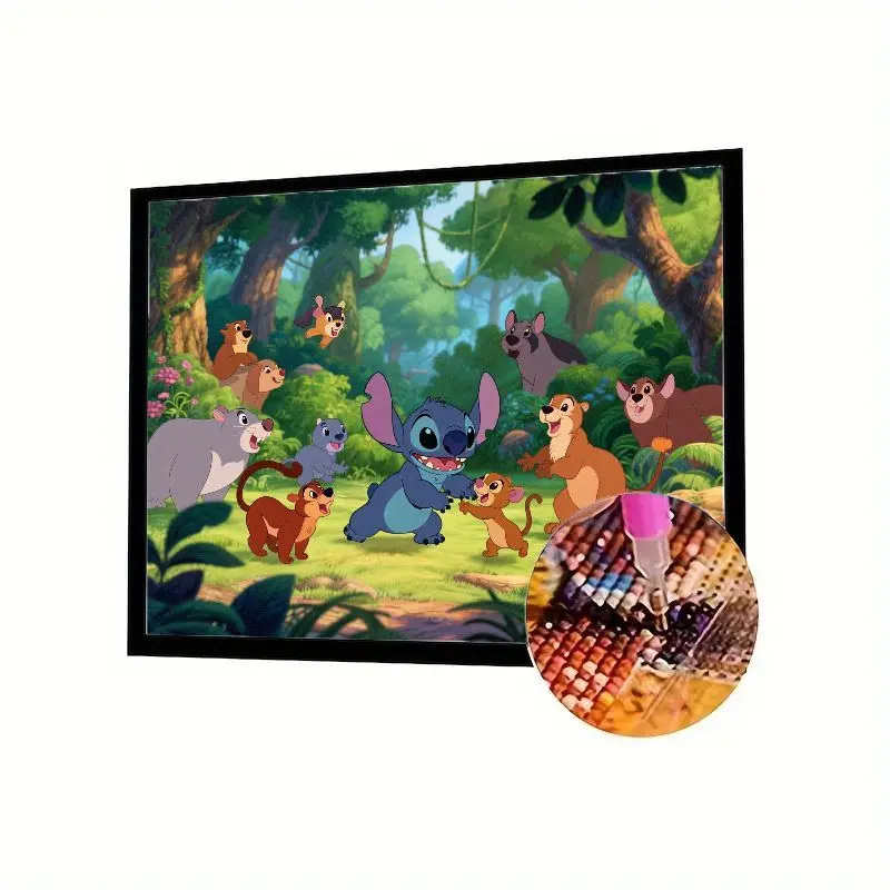 

1 шт. Disney Stitch & The Jungle Book Crossover 5D DIY Полный дрель Набор алмазной живописи - Мультяшные лесные животные Алмазное художественное ремесло