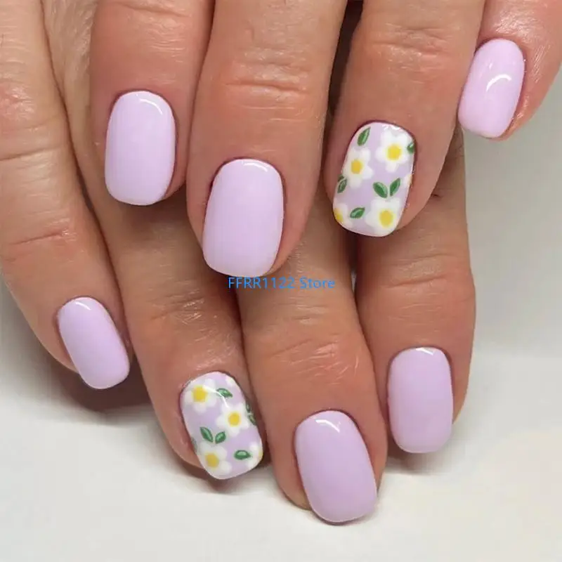 

Y1UF Square Press on Designs French Tip Acrylic Fake Glues on Set