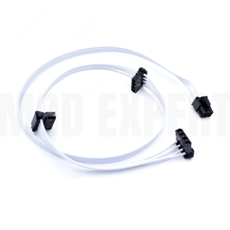 White 3 Molex IDE Angled PERIPHERAL 4Pin Power Cable 50+15+15CM 18AWG for CORSAIR CX550F CX650F CX750F RGB Modular Power Supply