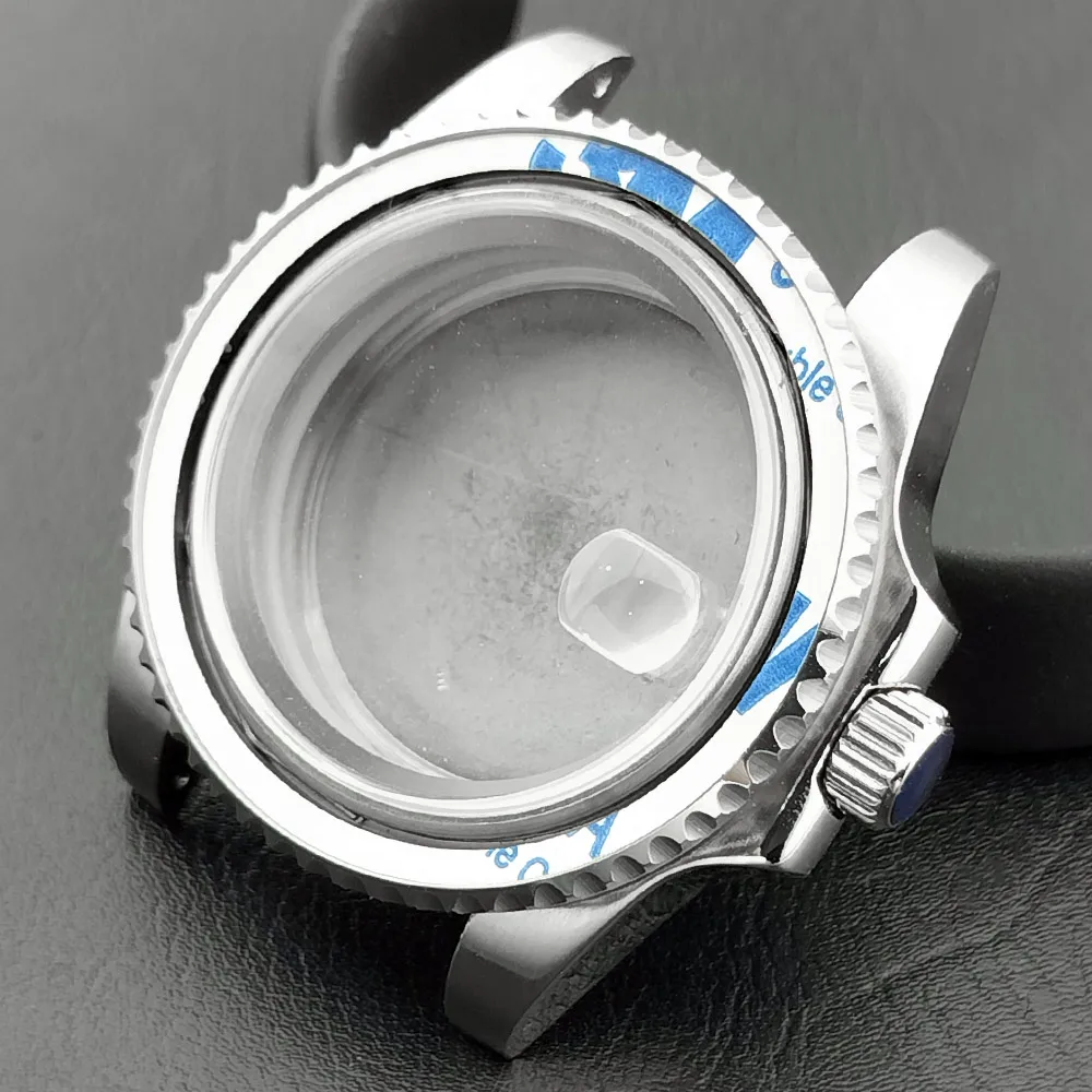 40.5 مللي متر الفرعية صالح NH-35-36 حركة الرجال الفضة حالة الياقوت ساعة صندوق معدني 50 متر مقاوم للماء أجزاء الساعة والاكسسوارات