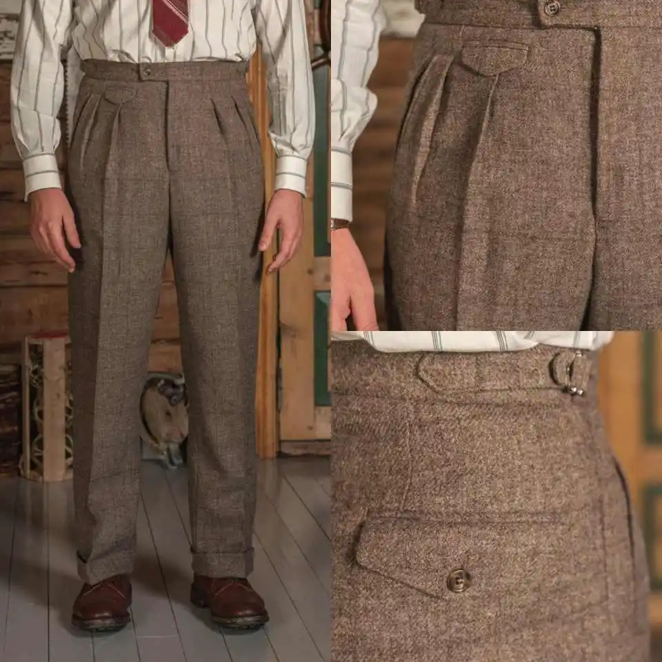 Classic Wool Blend Men Pants 1 Piece Fit Groom Wear Special Occasion Party Autumn Winter Commuting Warmth Pant Customized