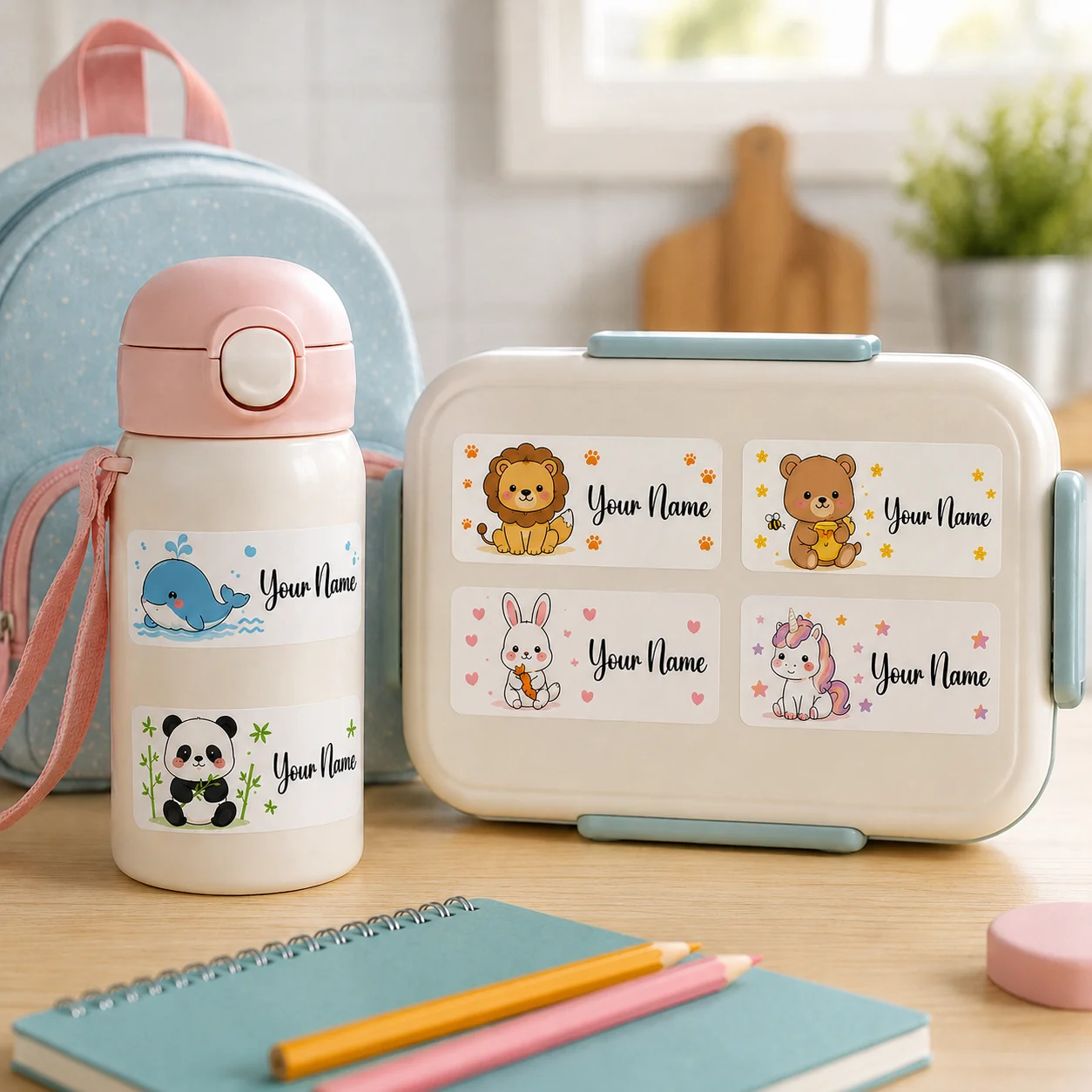 Customized Back-To-School Photo Name Tags, Personalized Text Labels, Suitable for Schools, Offices, Water Bottles, Pencils - Non-Curling Waterproof Name Tags, School Classroom Backpacks, Luggage, Back-To-School Gifts for Children