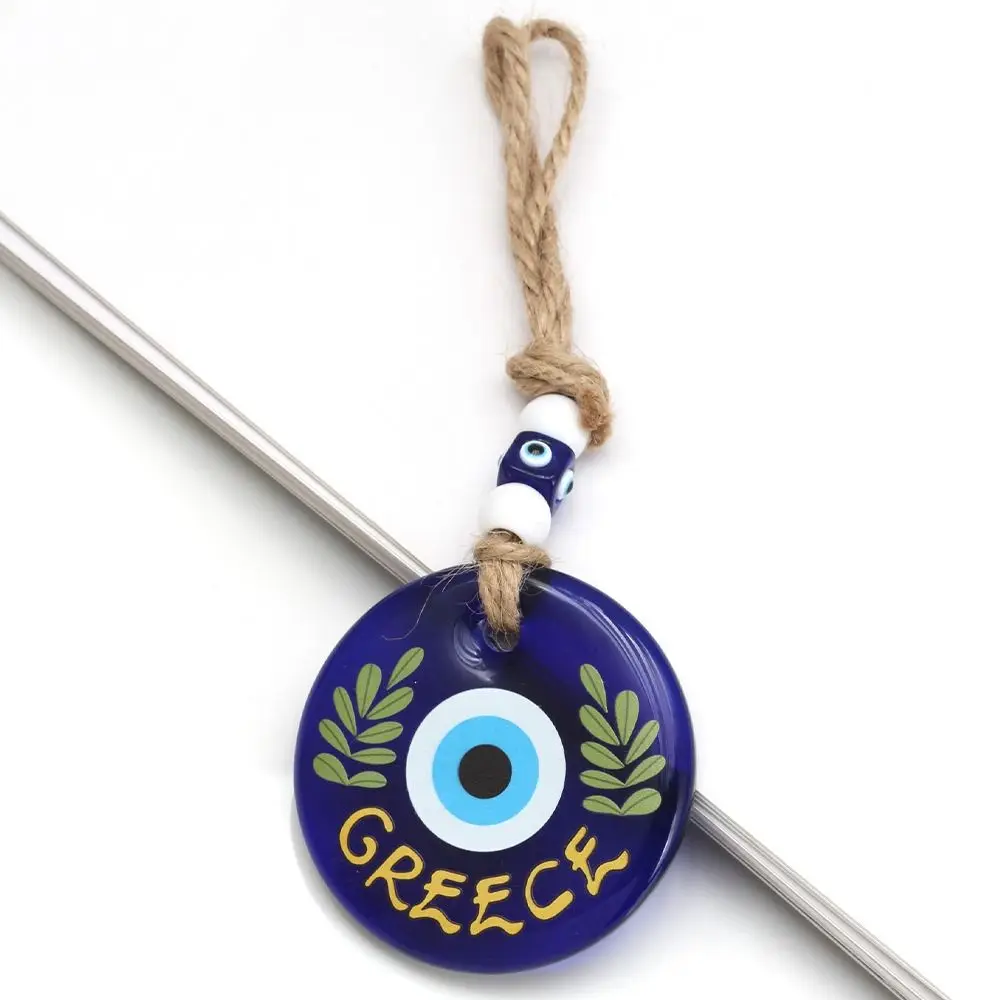 Blue Eye Lucky Eye Keychain Hand of Fatima Glass Bead Lucky Eye Pendant Linen Rope Turkey Car Hanging Charm Couple Gifts