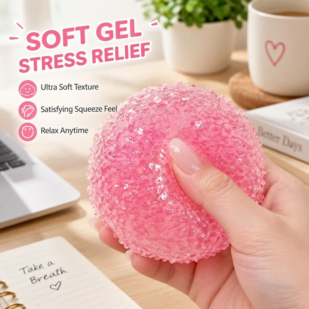 Cute Kawaii Mochi Squishy Ball Slow Rising Fidget Squeeze Toy Anxiety Stress Relief Handmade Gift for Adults Kids Exam Study