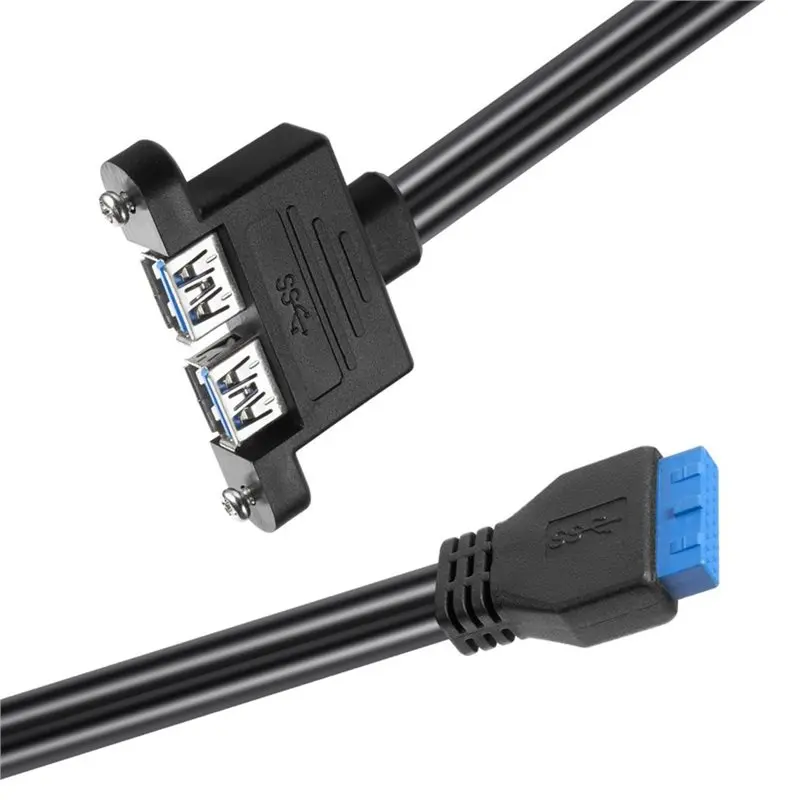 Leading-USB 3.0 Motherboard 20 Pin Header Extension Cable 1 20 Pin Female To 2 USB 3.0 Female Panel Port Extension Cable 0.3M