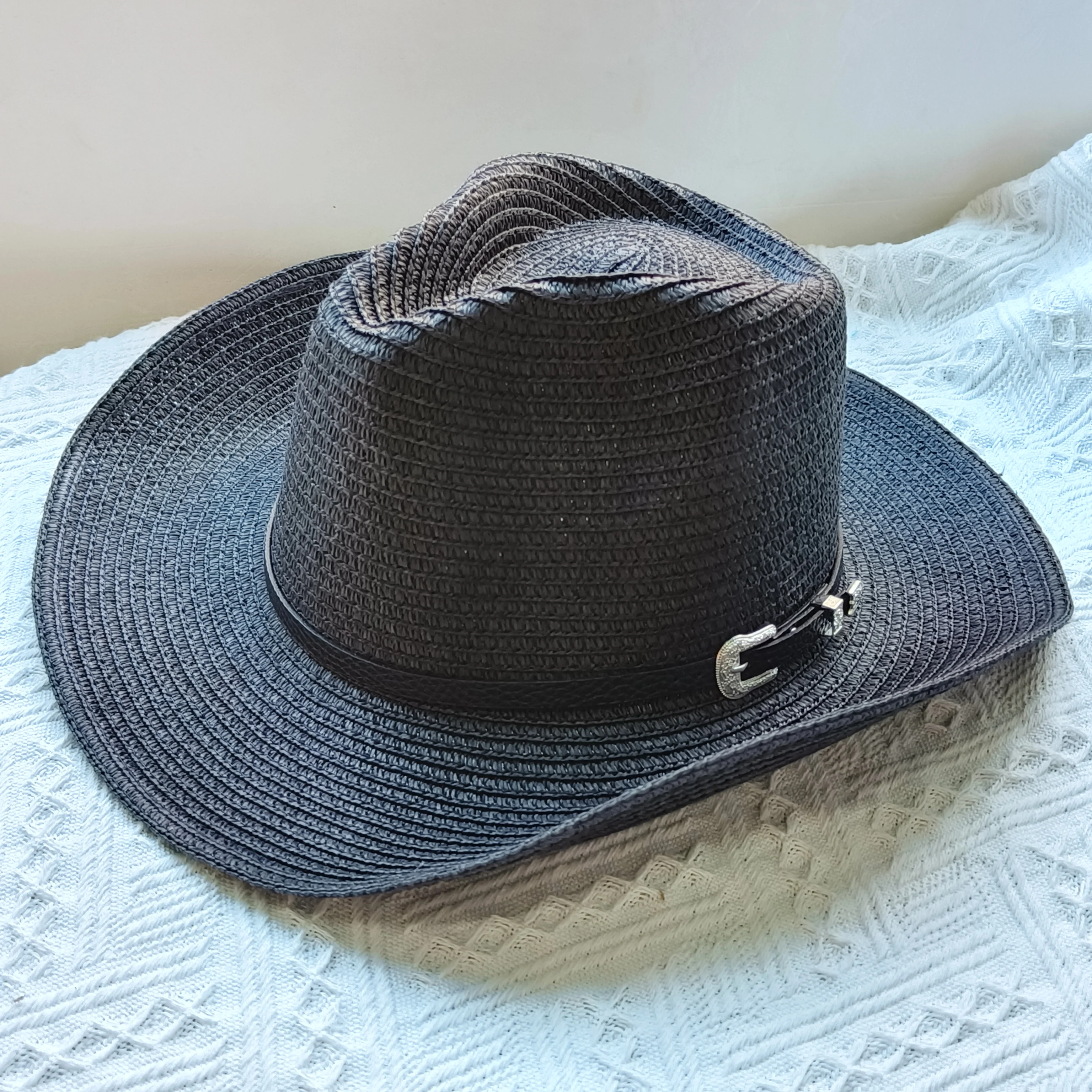 Straw Cowboy hat Unisex Fashion ethnic style straw hat solid cap men and women summer western cowboy Jazz Hat Panama men sun hat