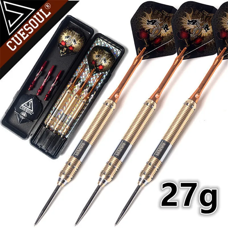 CUESOUL 27g 3PCS Steel Darts With Brass Darts Barrel And Beautiful Darts Flights