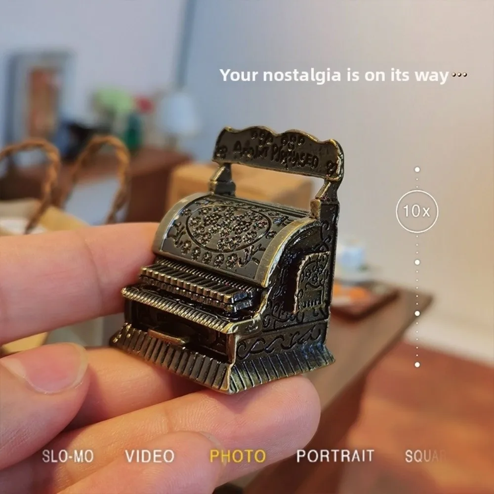 Retro 1:12 Miniature Cash Register Simulation Furniture Micro Scene Doll House Accessories Model Toys Dollhouse Decoration