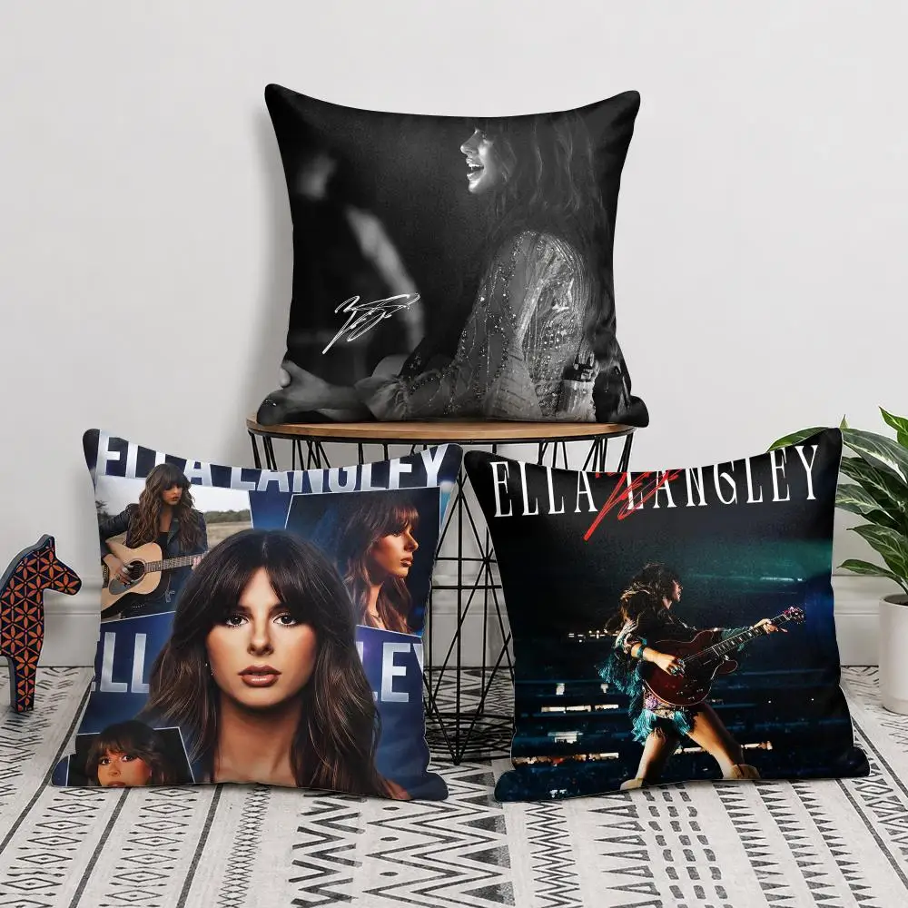 Ella L-Langley Singer Cushion Cover Soft Short Plush Throw Pillow Cover Decorative Cushion Case for Sofa Bedroom Home Decor Gift