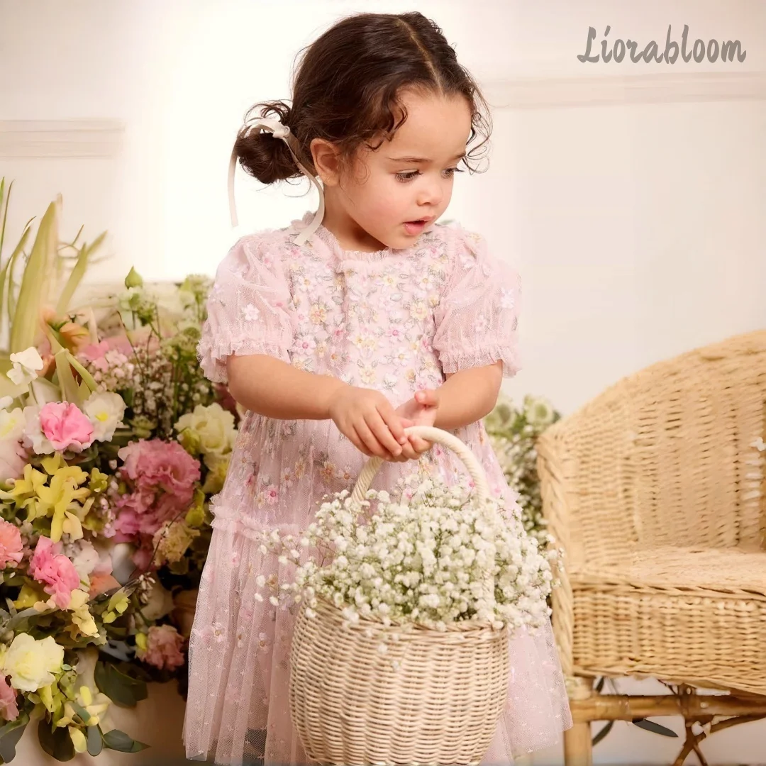 

Girls' Tulle Gown Adorned With Tiny Floral Accents Custom Multi-Color Flower Girl Dress Wedding Party Dress свадебное платье