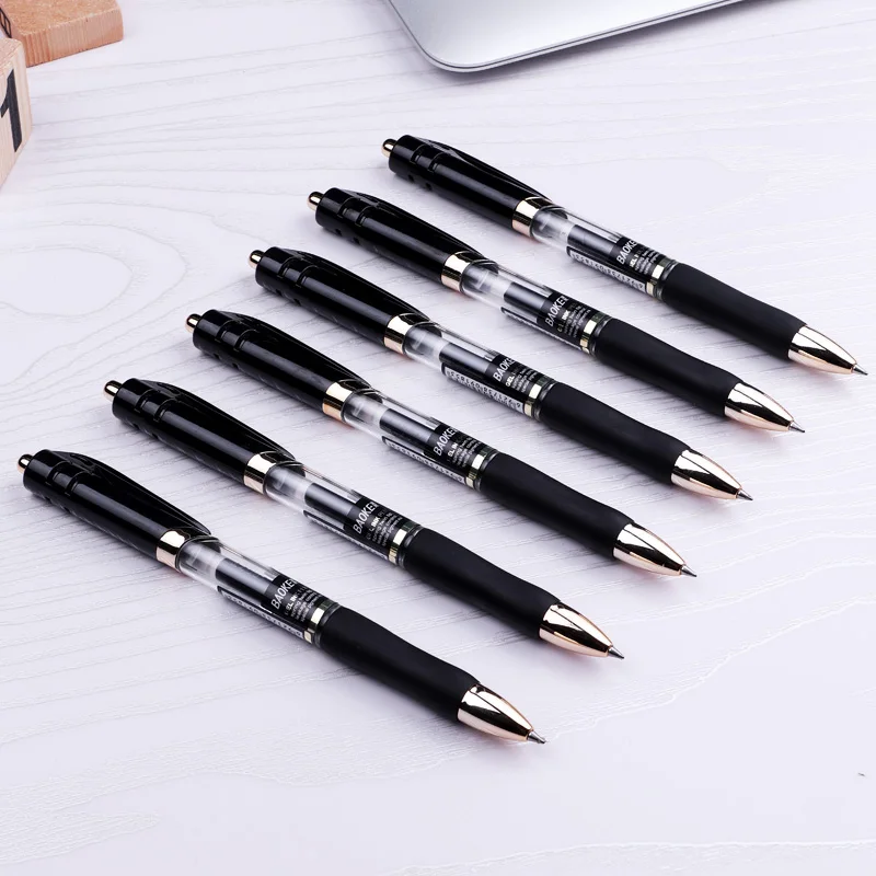 BAOKE 0,5 мм/0,7 мм выдвижная офисная гелевая ручка с черными чернилами, сине-черные чернила, резиновая ручка, гладкое письмо