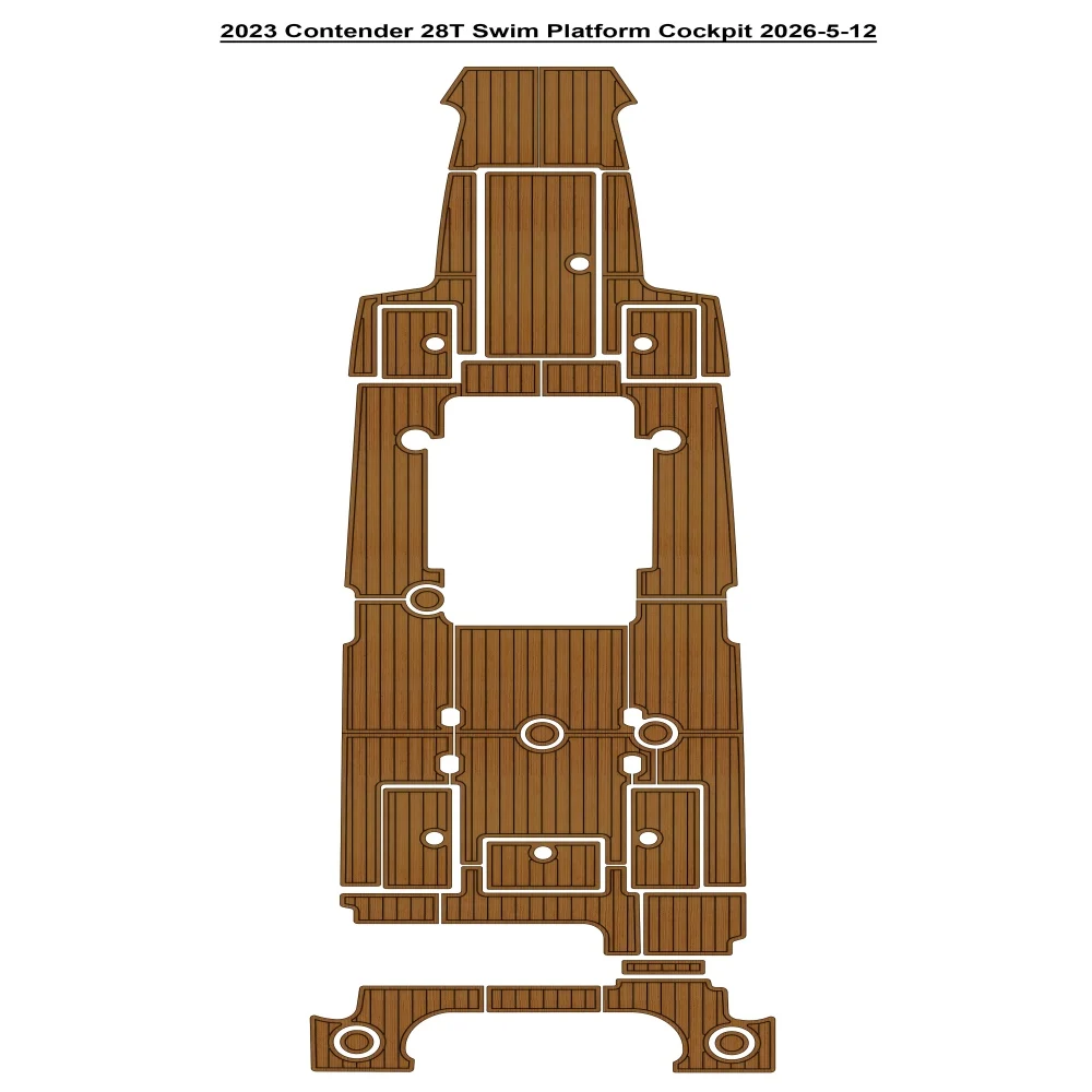 

2023 Contender 28T Swim Platform Cockpit Pad Boat EVA Foam Faux Teak Deck Floor Mat SeaDek Style Self Adhesive