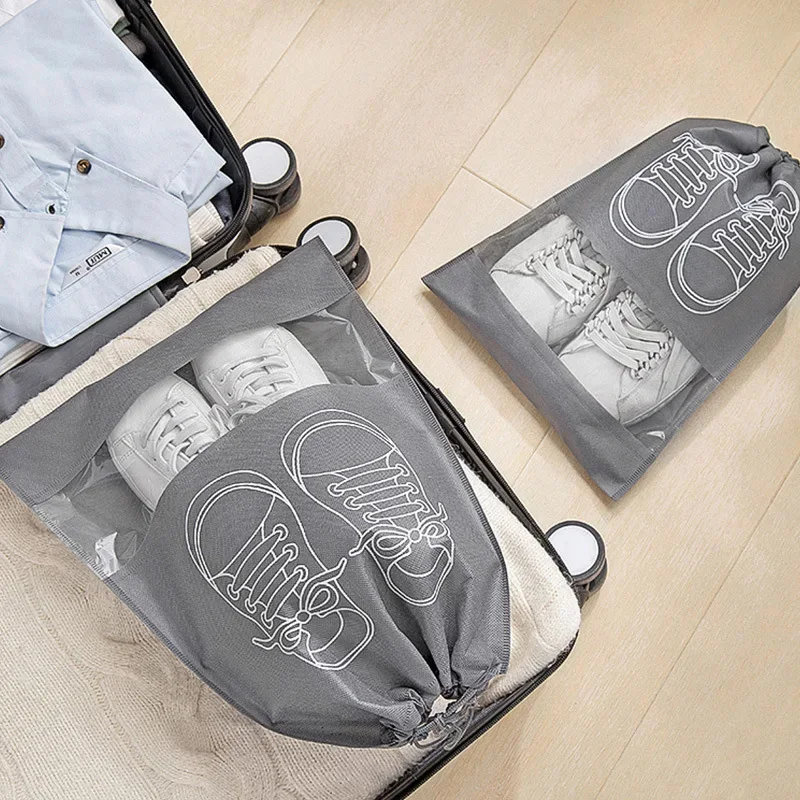 1pc Shoes Storage Bags Closet Organizer Non-woven Travel Portable Bag Waterproof Pocket Clothing Classified Hanging Bag