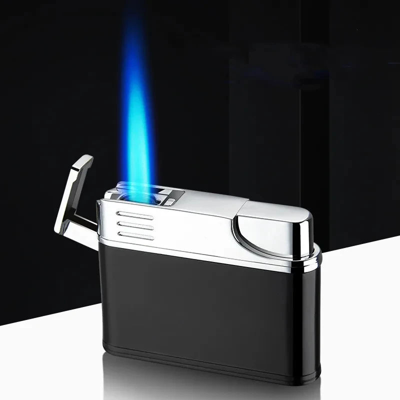 Hot Turbo Torch Direct Blue Flame Metal Windproof Portable Lighter Outdoor Barbecue Kitchen Cigar Lighter High-end Men\'s Gifts