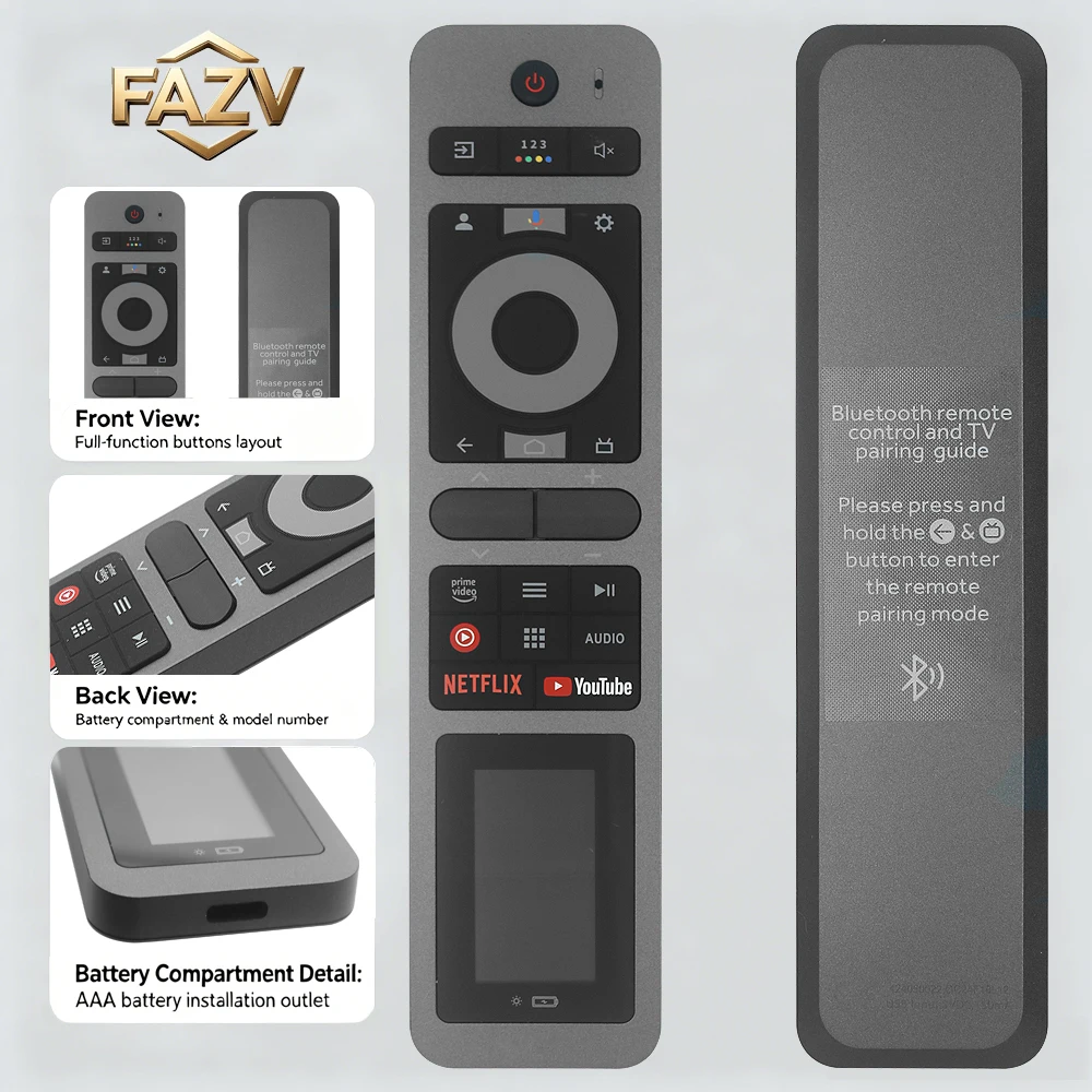 Mando Solar con Voz FAZV para Haier HTR-U35G H32/43/50/55/58/65K66UG H75P7UX AQUA H65/75M95EUX Smart TV OLED