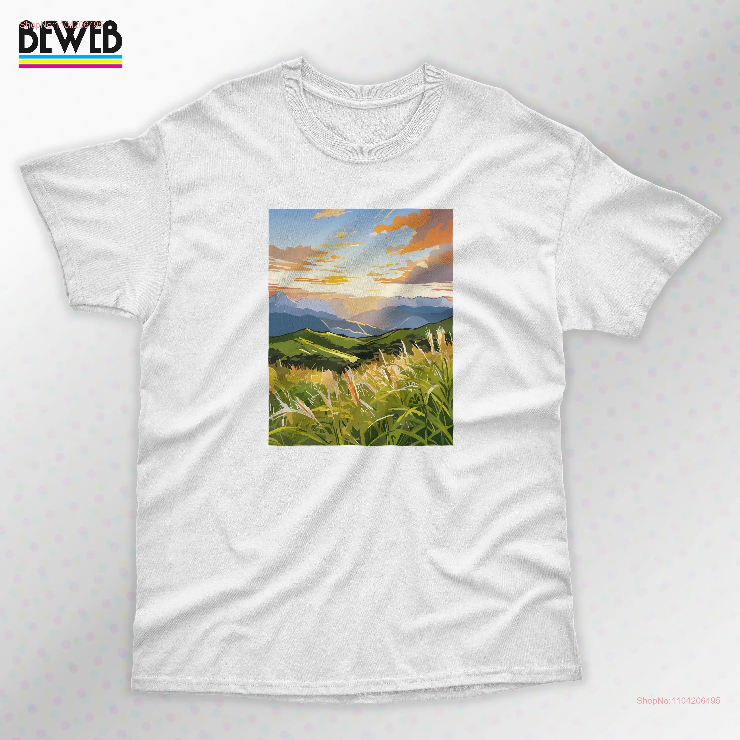 Sunset Country Floral Scenery T Shirt Garden for Cinematic Lover Cotton Her Nature Lovers  long or short sleeves