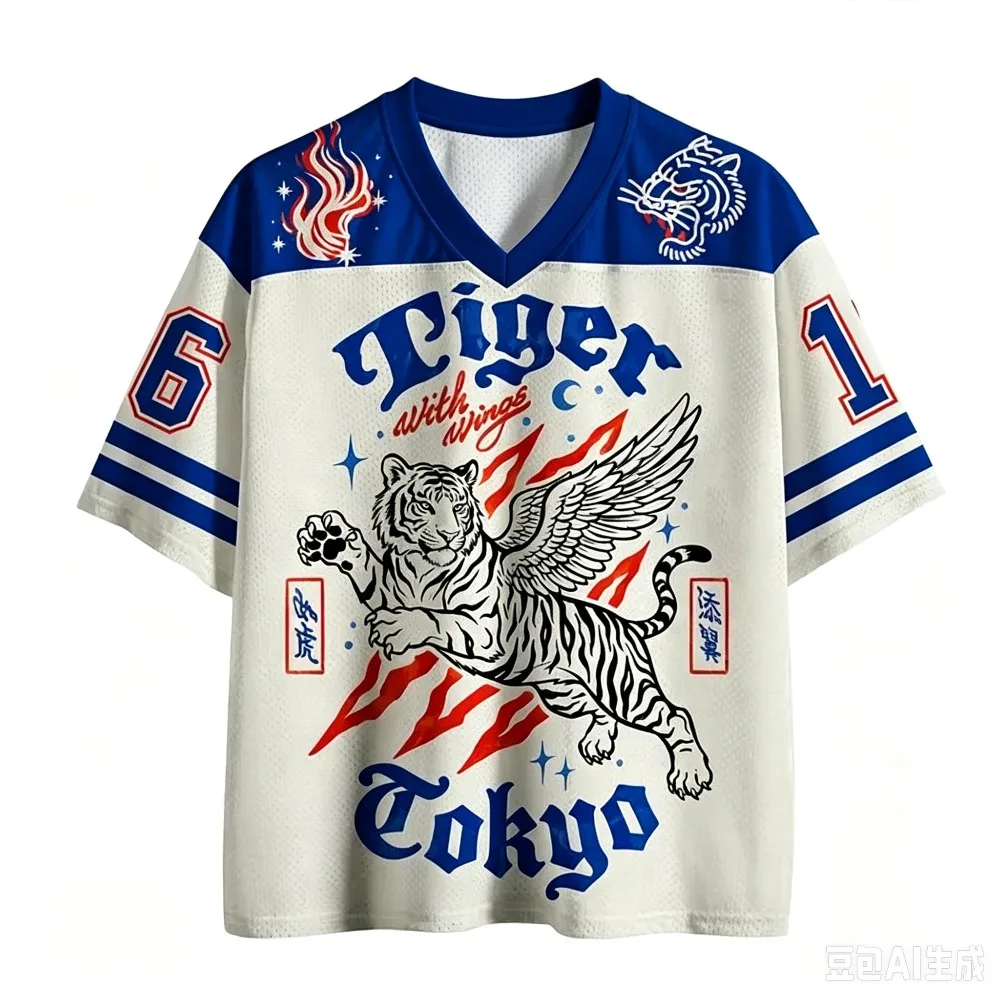 Retro Flying Tiger 3D-gedrucktes Schnelltrocknendes Atmungsaktives Sport-T-Shirt für Männer und Frauen mit V-Ausschnitt, Modisches Streetwear Y2K Eltern-Kind-Kleidung – Detail 6