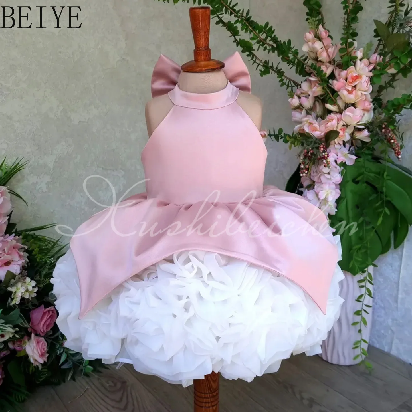 

Girls' Princess Dress 2026 New Pink Satin Sleeveless Mesh Tutu Kids' Formal Ball Gown Summer Party Dress for Children's