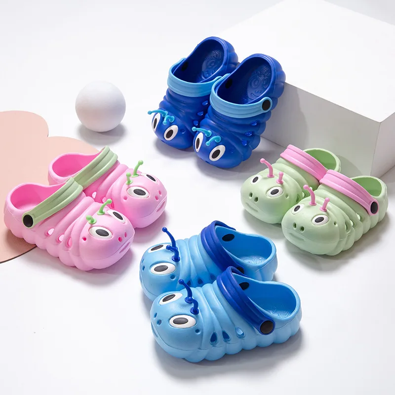 Summer Anti-slip Slippers Kids Flip Shoes Children Garden Shoes Cute Cartoon Caterpillar Beach Sandals Babies House Slippers