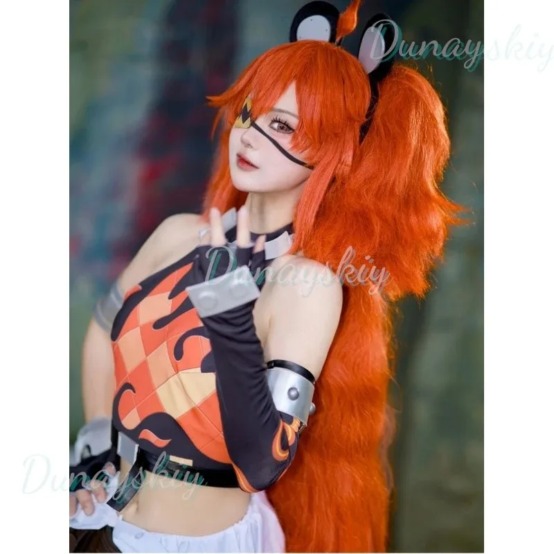 20151123 Koleda Belobog Cosplay Costume Game Zenless Zone Zero Anime Wig Heavy Industries Uniform Orange Long Hair Headgear Glov