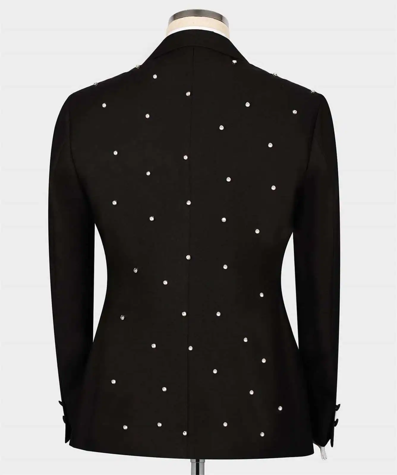 Luksusowe garnitury męskie 2-częściowe marynarka spodnie klapy ostre dwurzędowe zdobione koralikami i perłami na specjalne okazje smokingi ślubne szyte na miarę