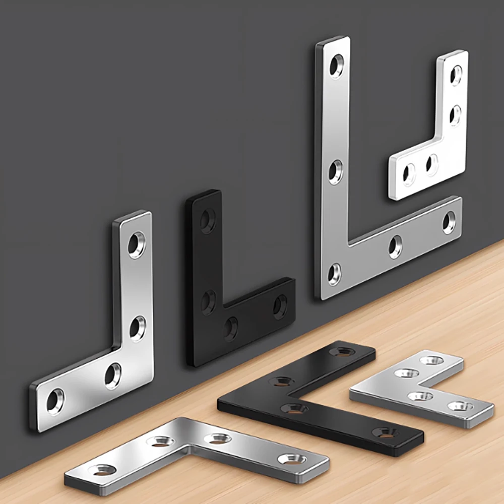 90 Degree Right Angle  Bracket Wooden Furniture Bed Frame Cabinet Connector L/T Stainless Steel Corner Code Furniture Fixator
