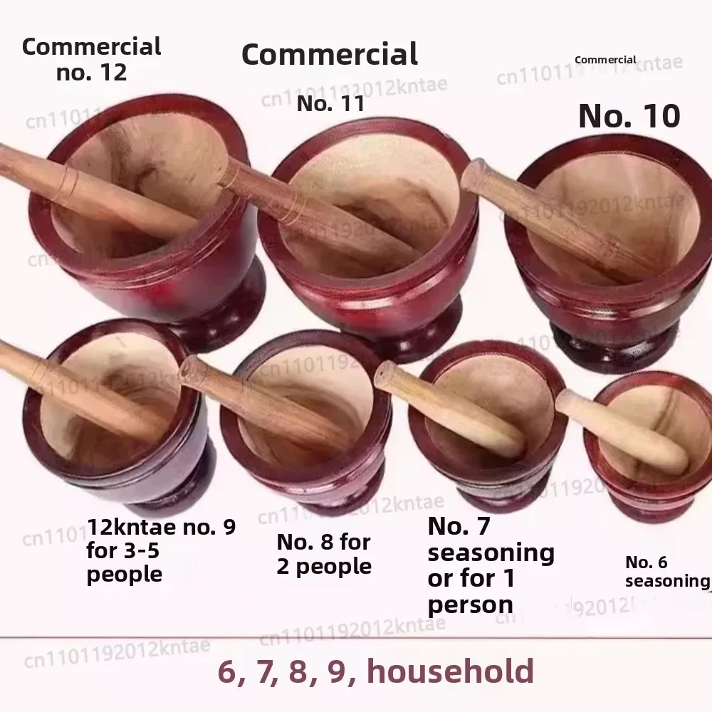 Thai wood mortar Stir garlic Imported pile nest wood round mortar Household and commercial