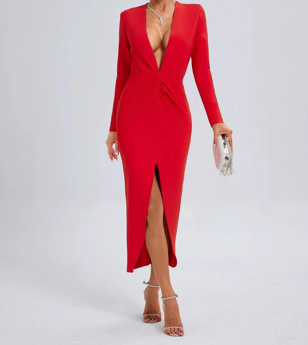 

Customized women's moderate v-neck maxi dress ladies sweet style ladies party wear-GZXX1496