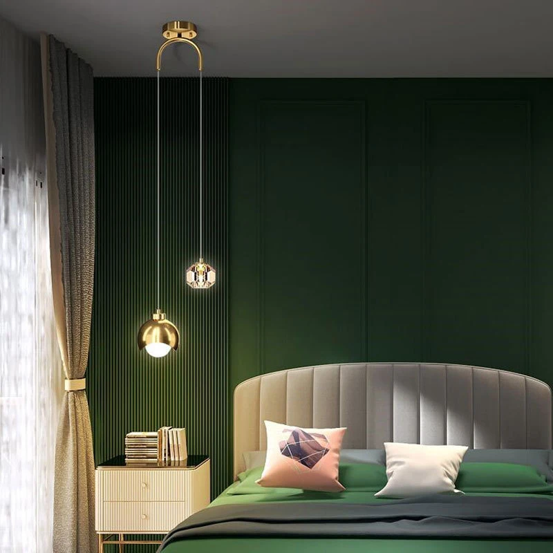 Bedroom Bedside Hanging Pendant Lamp Glass Ball LED Chandelier Lighting Ceiling Modern Interior Home Decor Lights Dining Kitchen