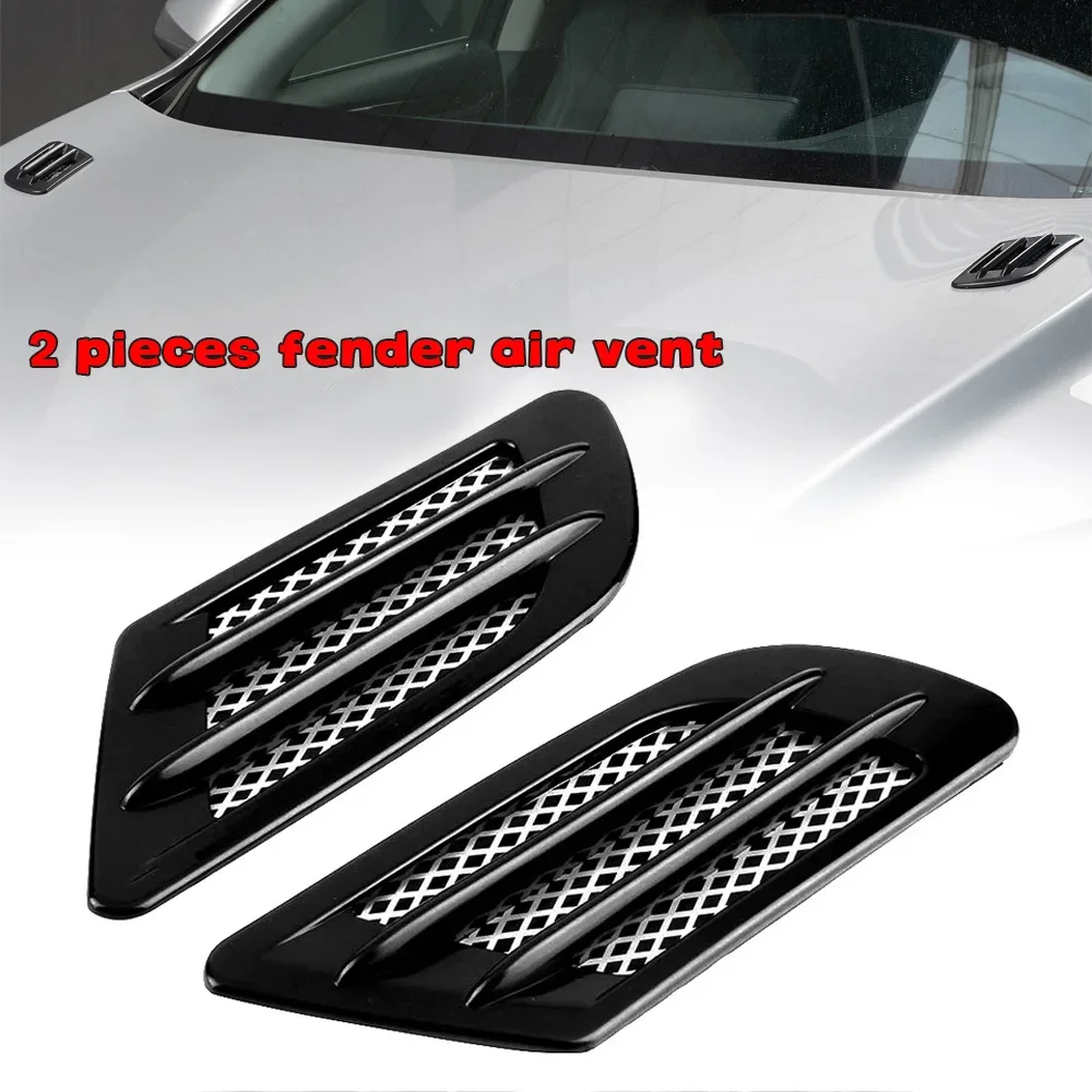 2Pcs Car Hood Air Intake Side Air Vent Fender Cover Hole Intake Duct Flow Grille Decoration Sticker Universal Accessories