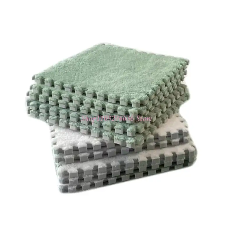 

R6FD 10pcs/lot Room Carpet Splicing Mat Children's Bedside Small Blankets Stain Resistant Living Room Floor Mat 30x30cm