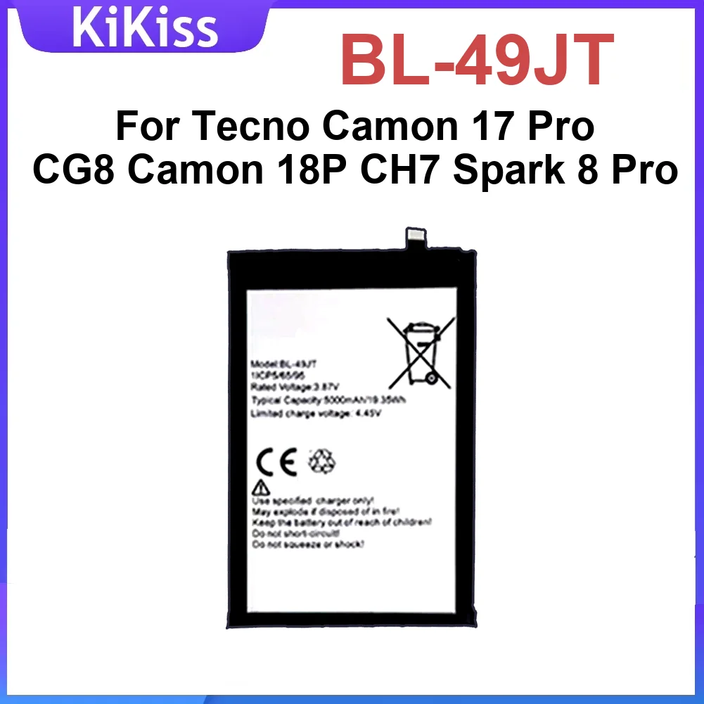 

Долговечный аккумулятор премиум-класса Bl-49JT 5000 мАч для мобильного телефона Tecno Camon 17 Pro CG8 18P CH7 Spark 8