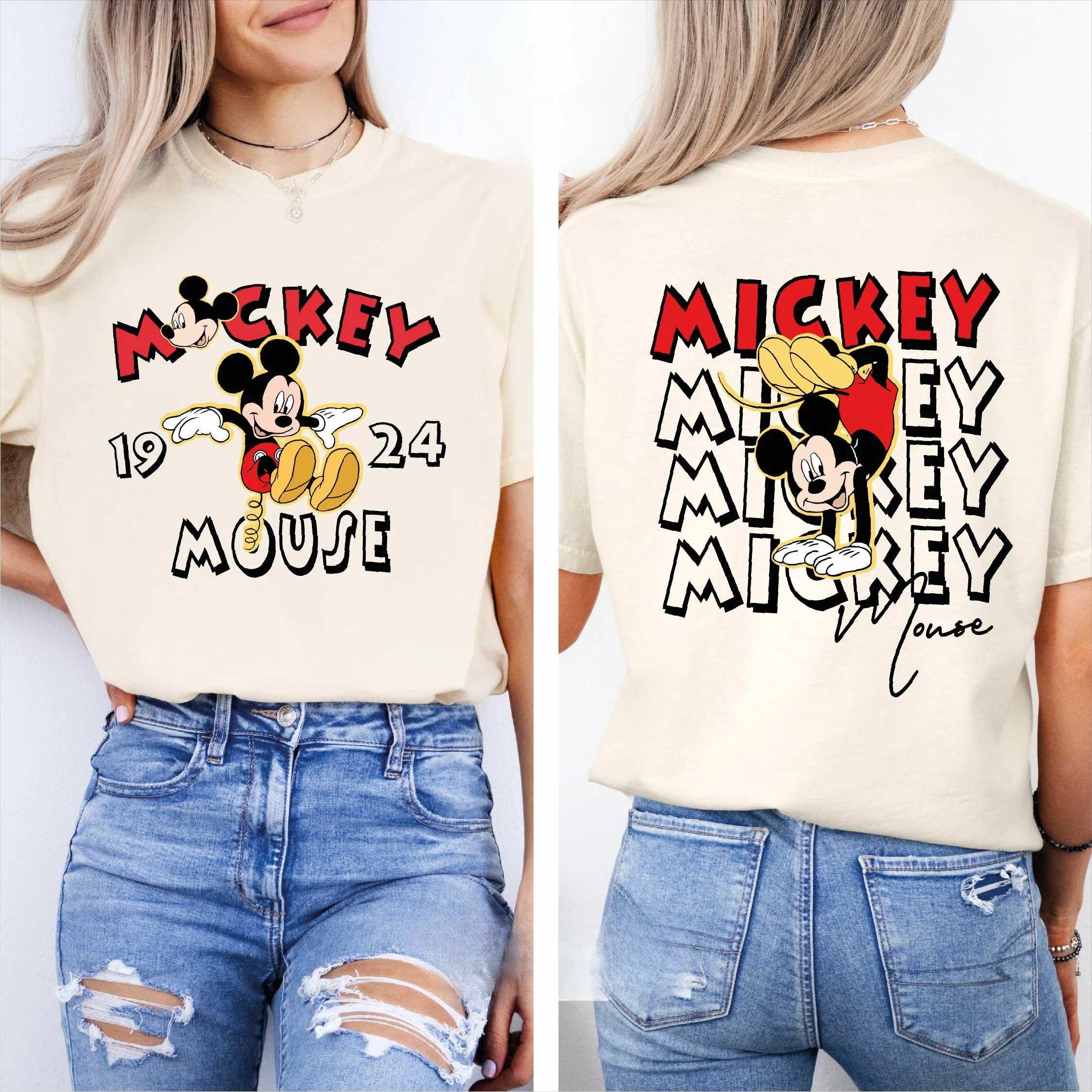 

Классическая женская футболка с трендовым принтом Disney с Микки Маусом, свободная эластичная футболка больших размеров с круглым вырезом и короткими рукавами, топ