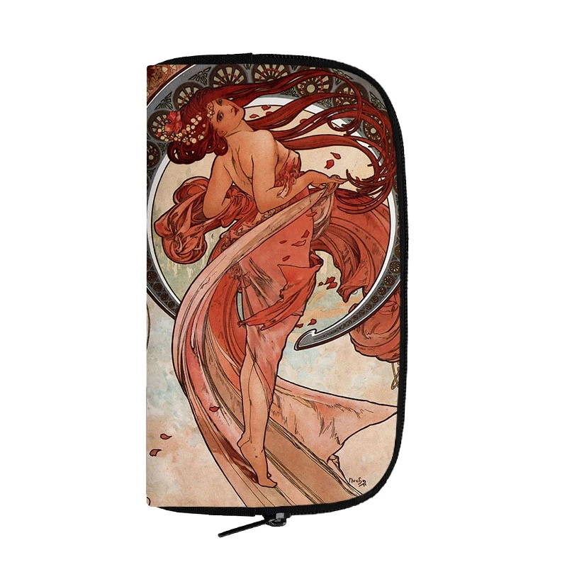 Oil Painting By Numbers Alphonse Maria Mucha Print Wallet Women ID Card Holder Canvas Long Purses Teenager Coin Money Bag Gifts