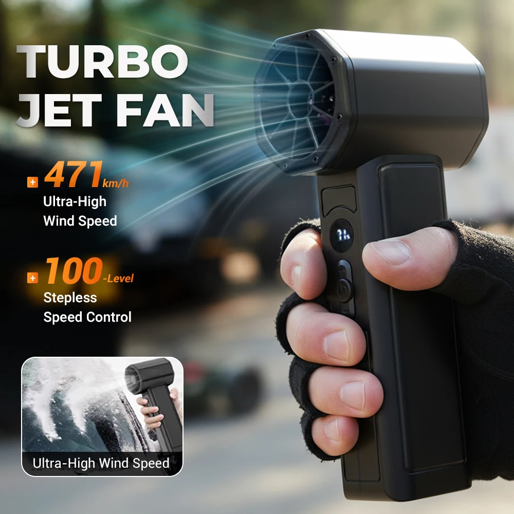 

Violent Blower 12000mAh Turbo Violent Jet Fan Powerful Car Dust Blower 64mm Duct Fan Thrust 1600G Wind Speed 471km/h Car Air Gun