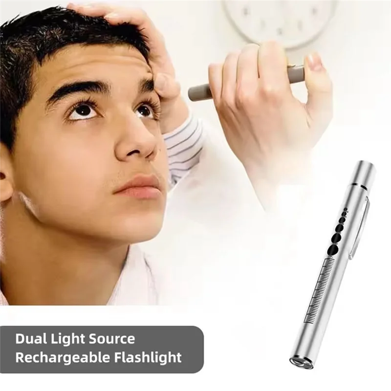 ABVJ-Mini المحمولة Penlight LED مصباح يدوي USB قابلة للشحن الفولاذ المقاوم للصدأ الشعلة الخفيفة عن طريق الفم تلميذ مفيد