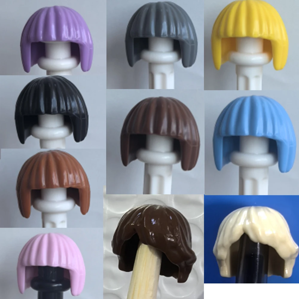 5個入り MOC シティ ヘアスタイル 組み立てブロック フィギュア ボディパーツ カラフル ブラック ロング カール ストレートヘア パズル 友達 DIY おもちゃ ギフト A035