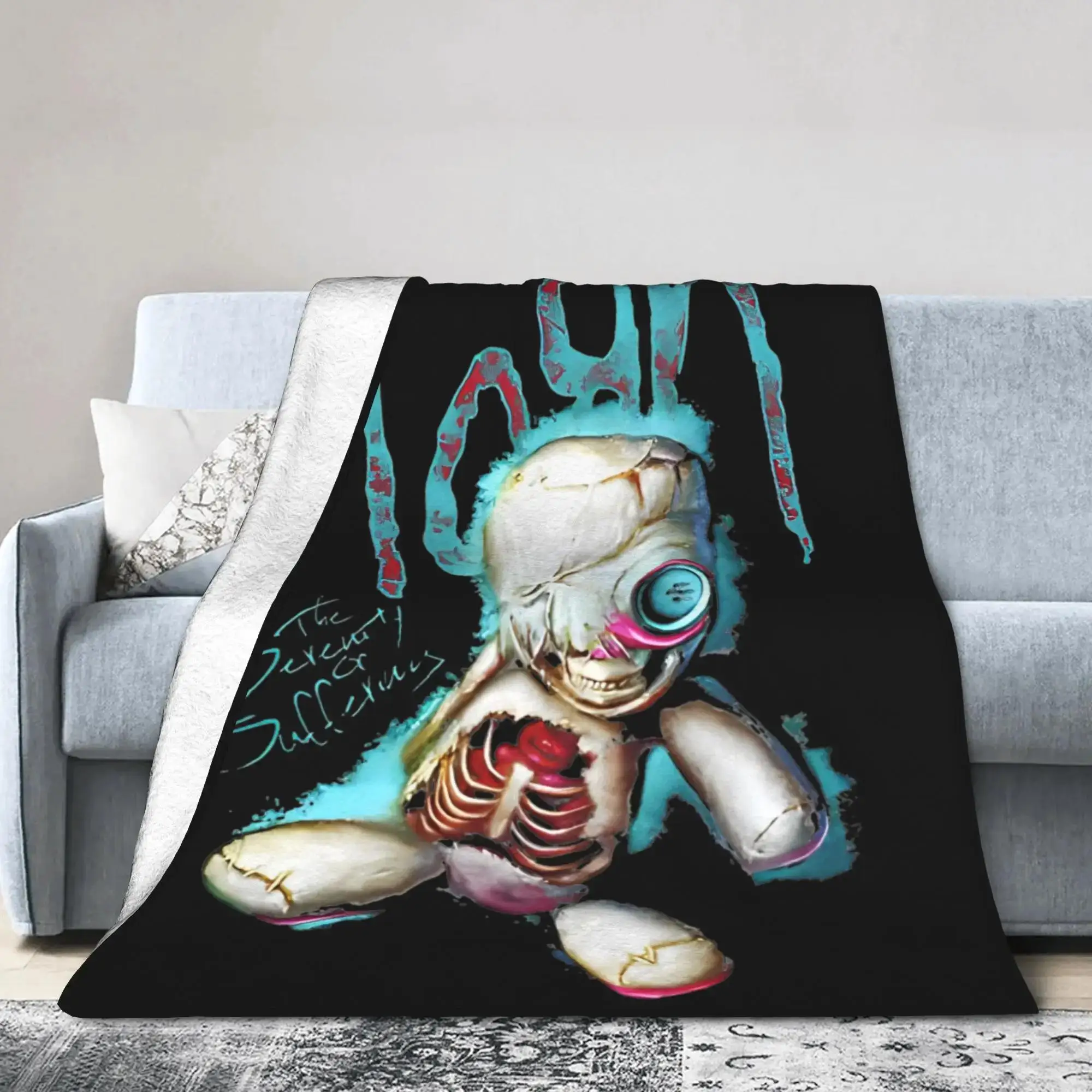 

Плед Korn Nu Metal Doll из кораллового флиса с граффити-принтом, легкий, тонкий, для кровати и дивана, портативный