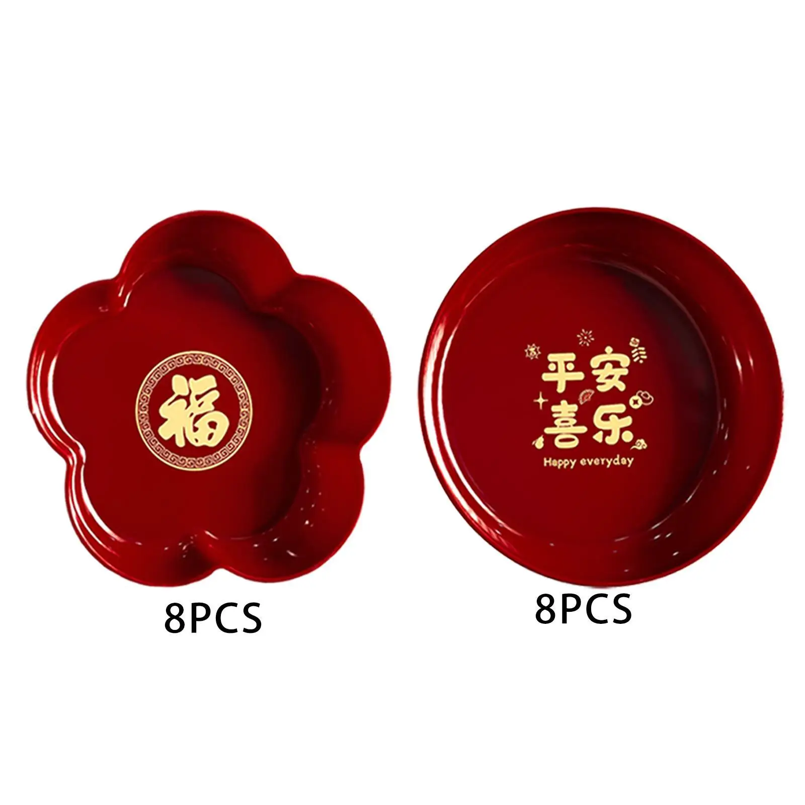 8Pcs Fruit Bowl Festive Candy Nut Serving Tray Household Living Room Red Fruit Tray Set Coffee Table Fruit Plate for Kitchen