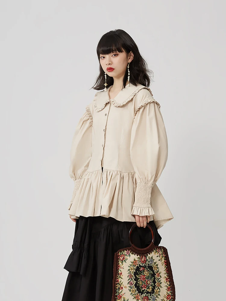 

Оригинальный кукольный воротник Honeyed Girl Revolt Series из чистого хлопка, длинный све irt Wave, однотонный свободный крой для поездок на работу