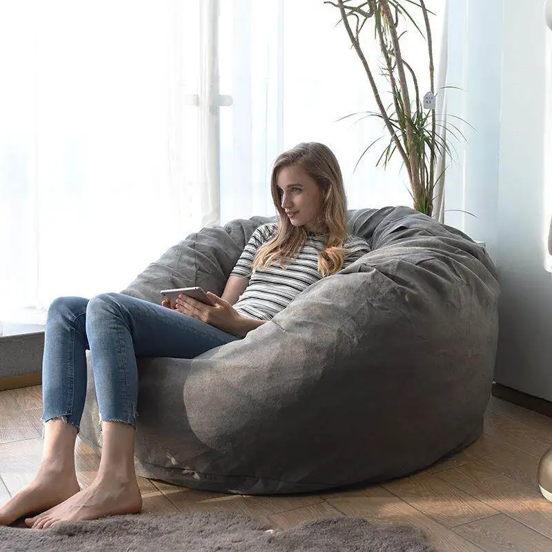 #Luxury Velvet Sofa Set Bean Bag 7ft Cover 2 In 1 No Filler Adult Size Covers Only Ergonomic Gamer Chair Gray Heat Huge Lounger