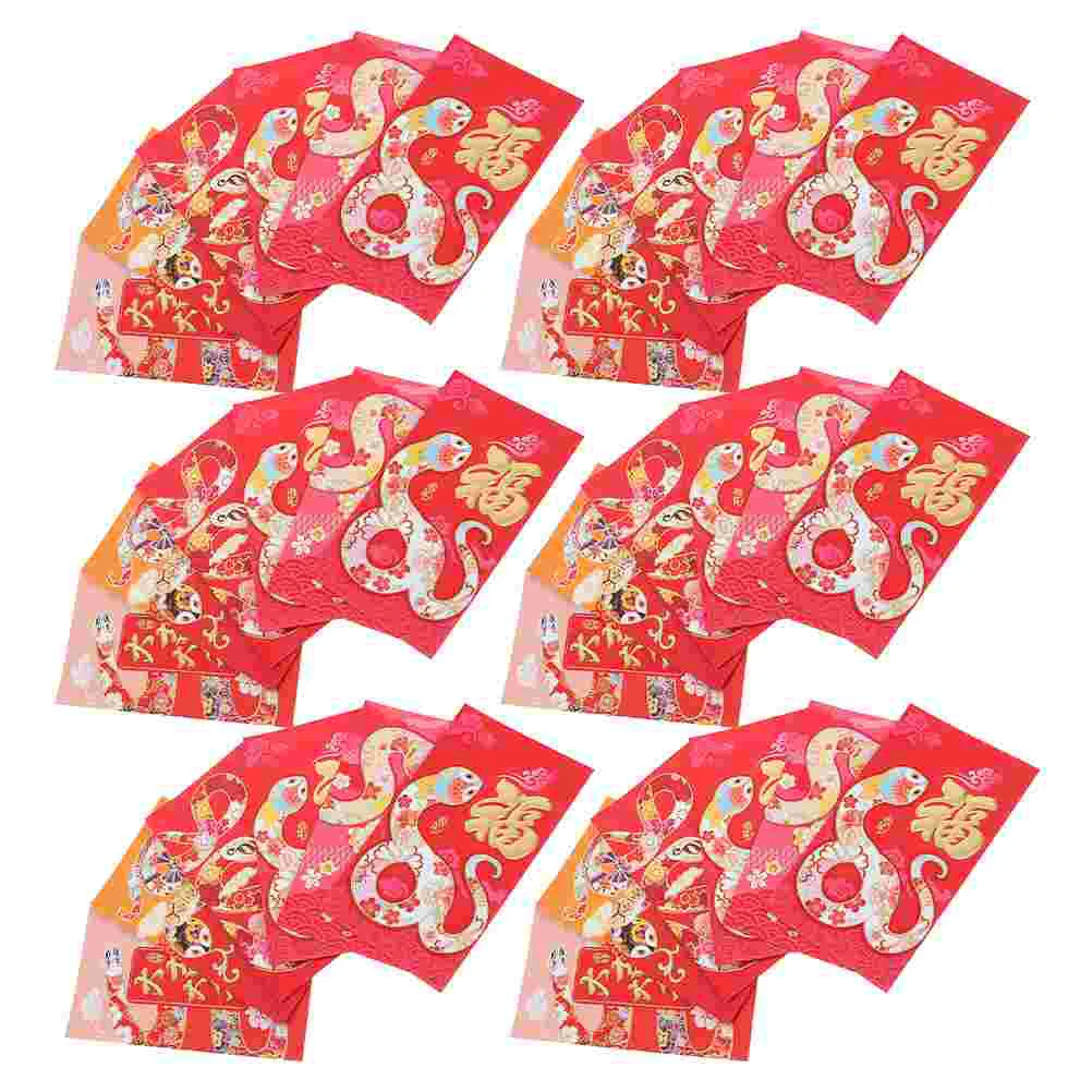 36 Pcs Snake Zodiac Lucky Seal Wedding Red Envelope Chinese New Year Envelopes Money for Cash Saving Bag