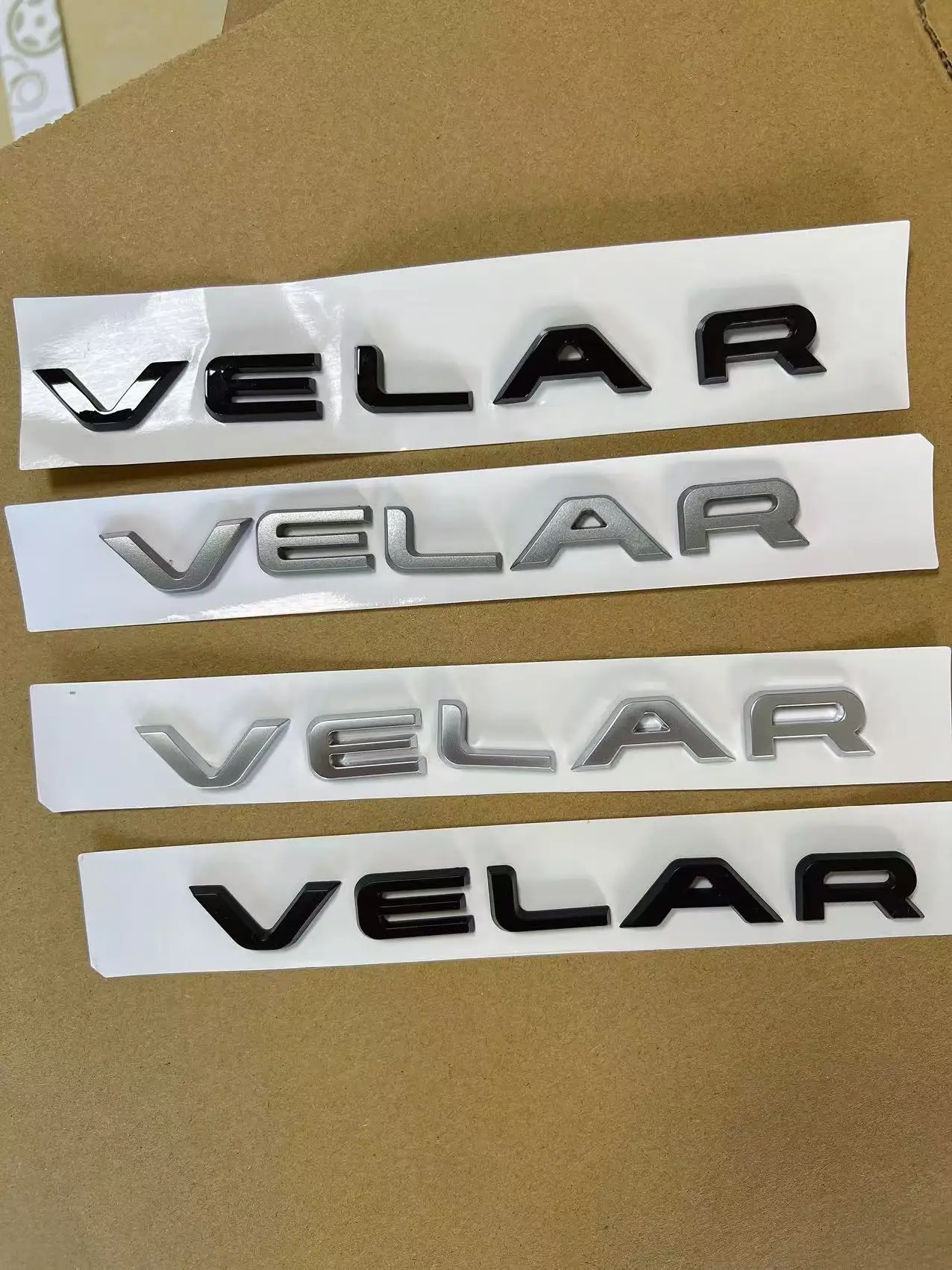 1X New Matt silver Glossy Black Gray VELAR Letter Boot Badges Emblem Car Sticker for RR LR car stickers