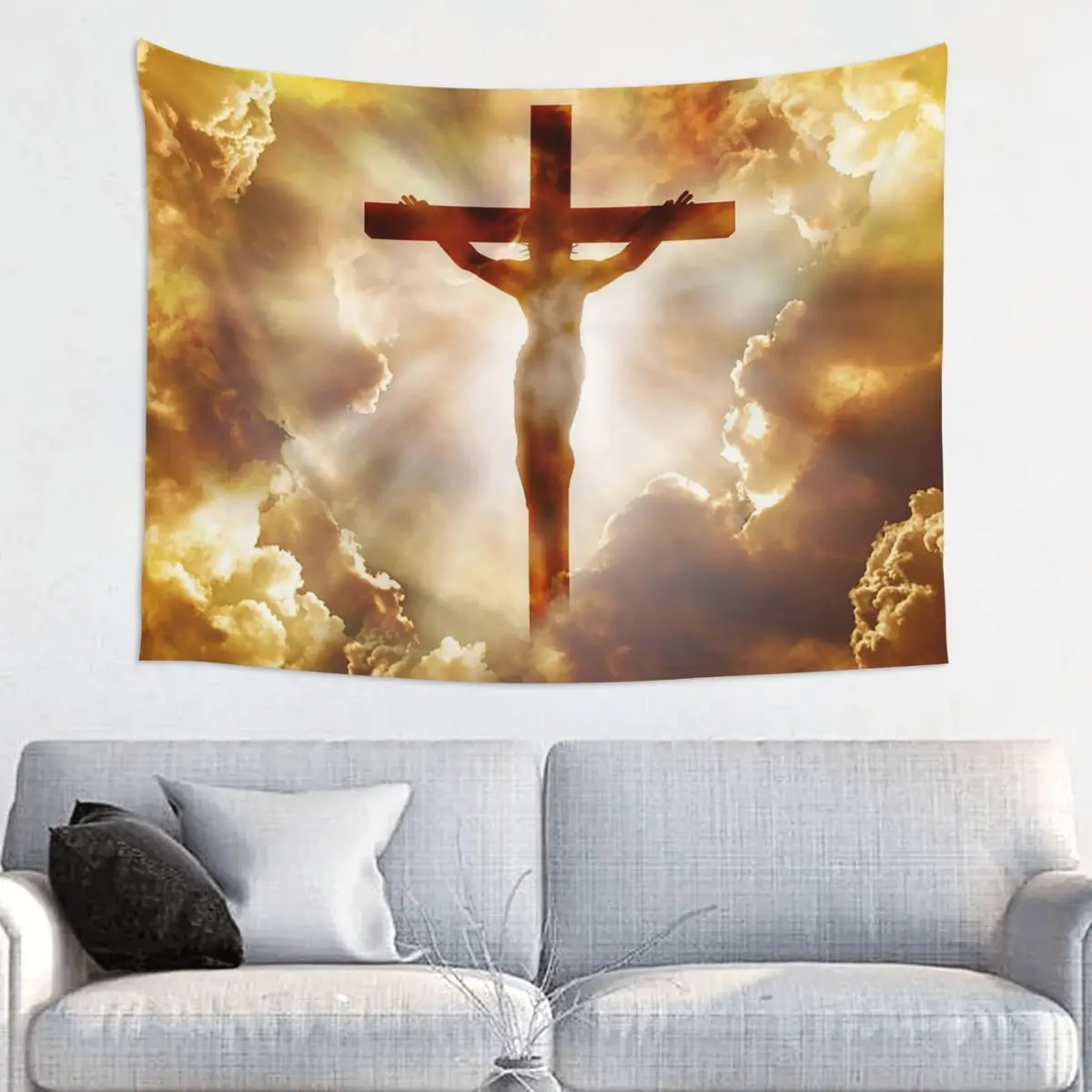 Holy Spirit Jesus Tapestry Wall Hanging Hippie Wall Tapestry Christian Jesus on the Cross Bohemian Throw Rug Blanket Dorm Decor