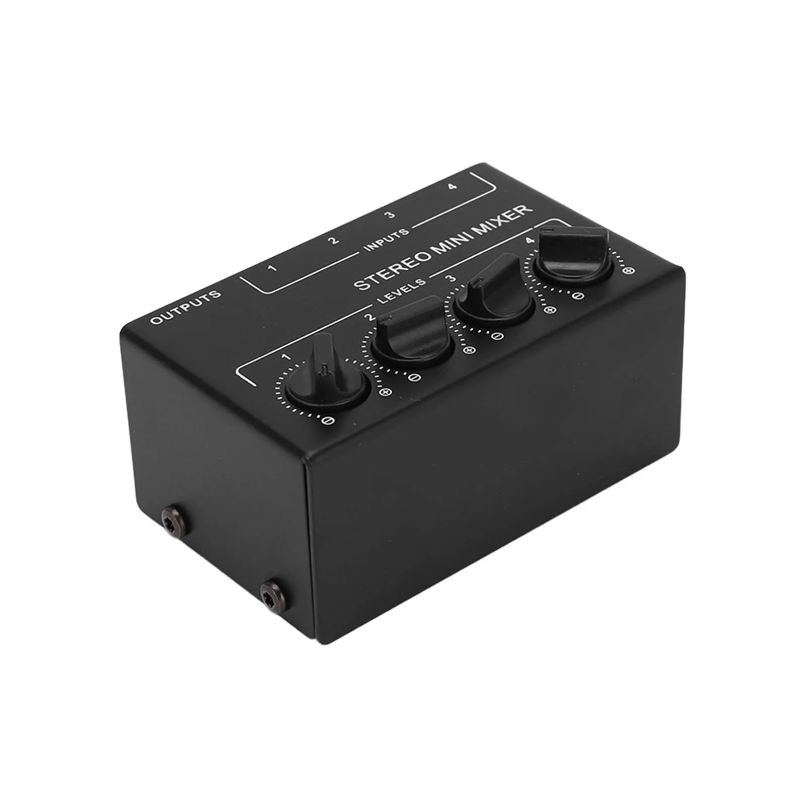 4 Channel Passive Stereo Mixer Audio Mixing Equipment With 100k Ohm Potentiometers Iron Body For Home Desktop DJ Use view 4