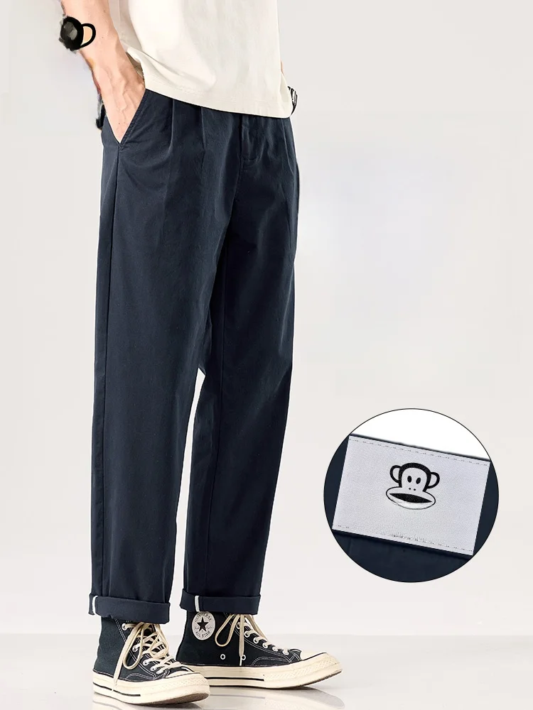 

PaulFrank Men's Casual Cotton Pants Straight Leg Nine Points Workwear Trousers Loose Fit Comfortable Breathable Summer Jeans