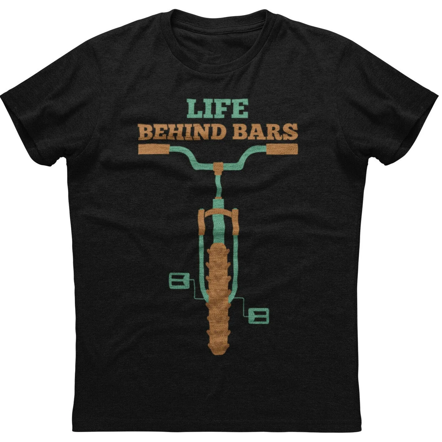 

Life Behind Bars Mountain Bike Painted Short Sleeve Cotton Black T-shirt Men's 100% Cotton Casual T-shirts Loose Top Size S-3XL