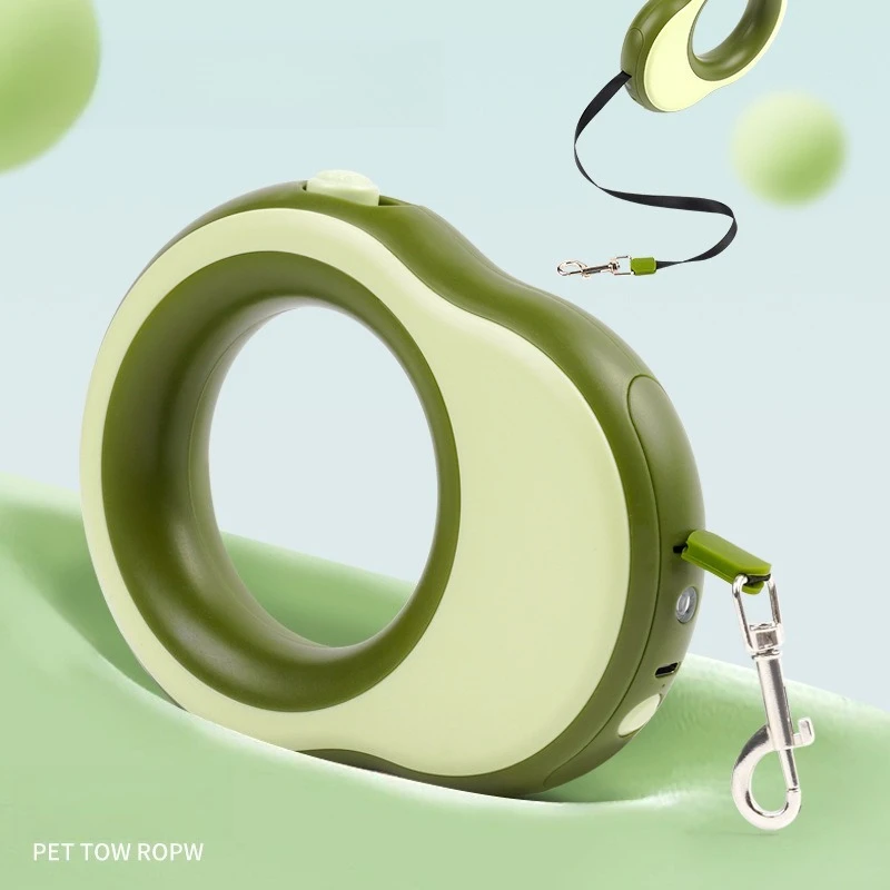 New Pet Traction Rope Telescopic LED Light Night Travel Traction Rope One-button Lock Charging Traction Rope