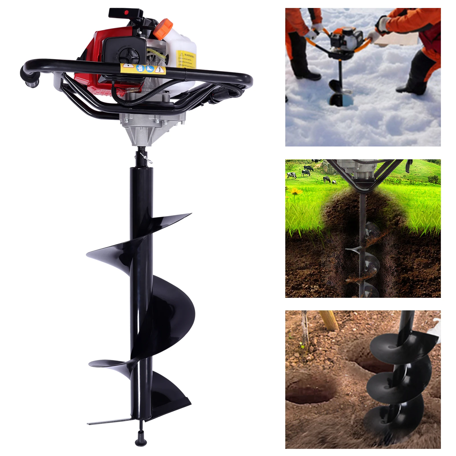 V-Type 63CC 2 tempi Gas Post Hole Digger Plant Fence One Man coclea con coclea Bit