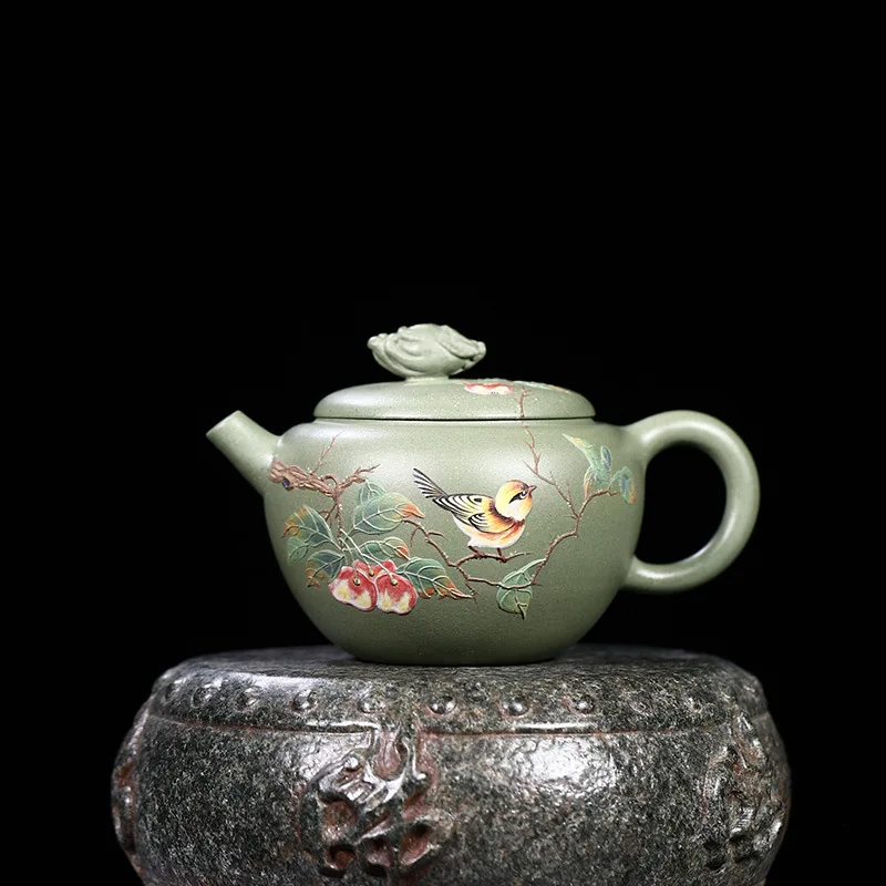 Dropshipping Yixing Pure Handmade Original Purple Teapot With Clay Painting 'Blessings And Happiness' High-End Tea Set